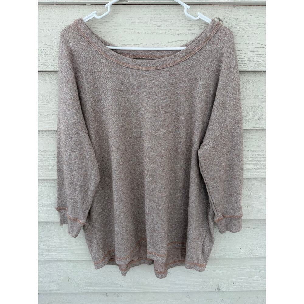 Cherish Taupe Lace-Up Back Sweater | Oversized Lightweight Knit Top - Picture 2 of 7